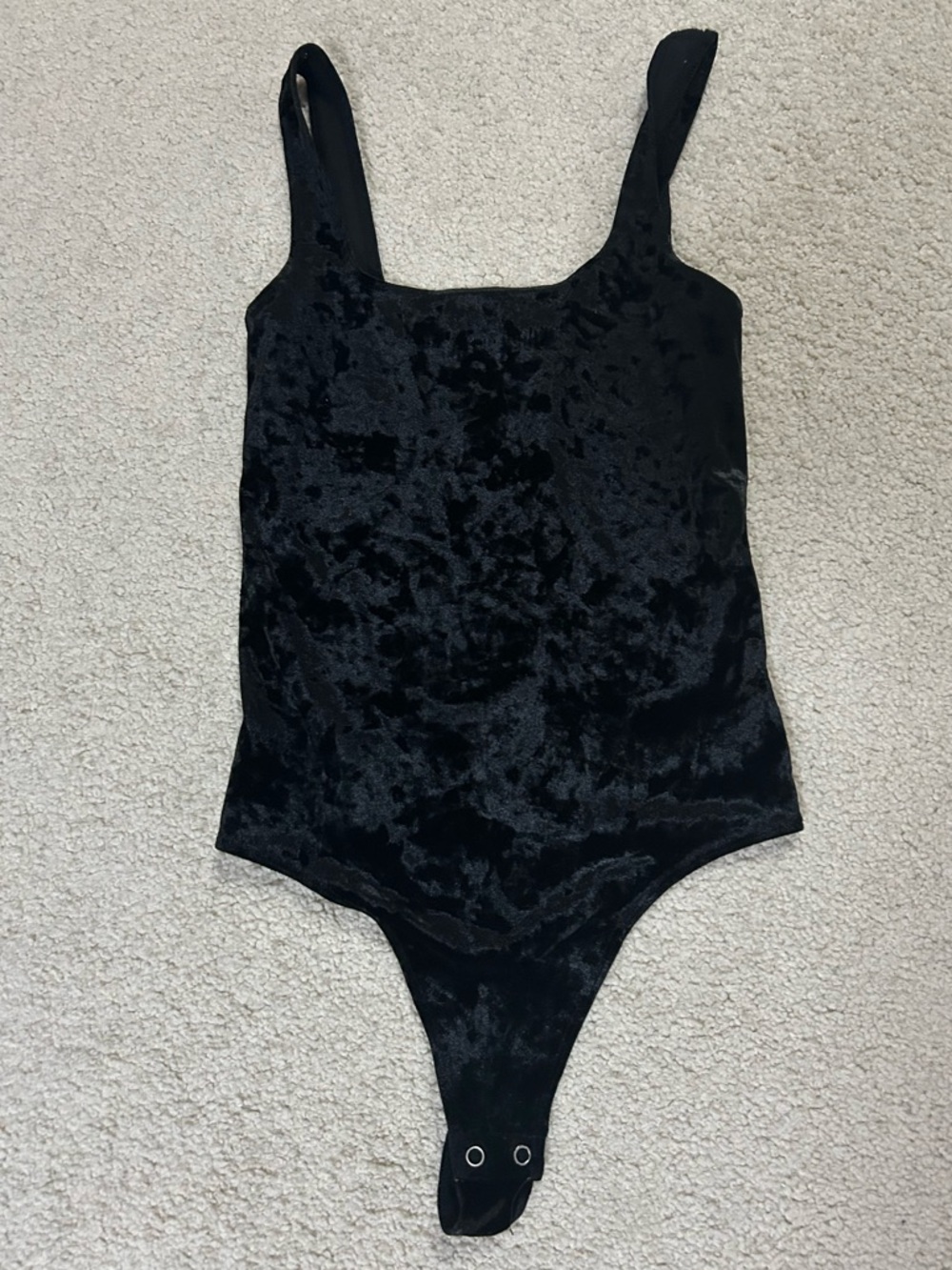 Good American Black Velvet Bodysuit